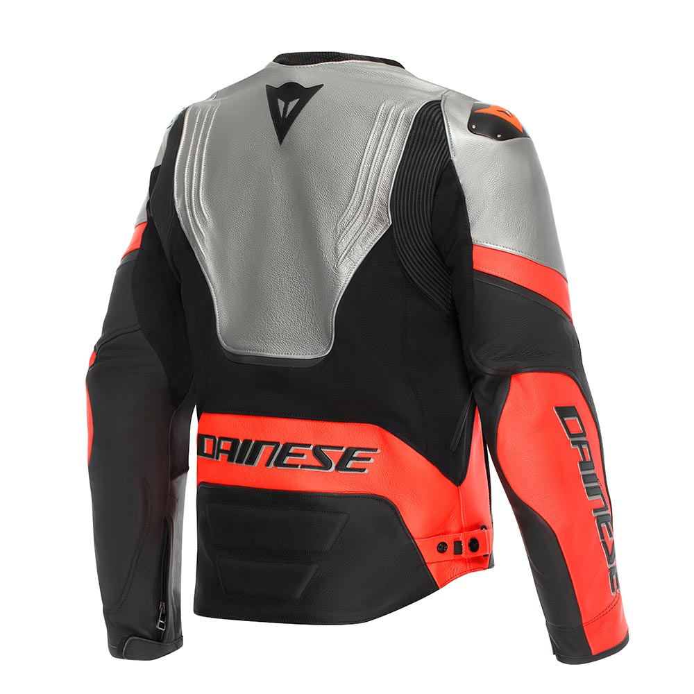 Dainese - Blouson Racing 5 Argent / Noir / Rouge fluo