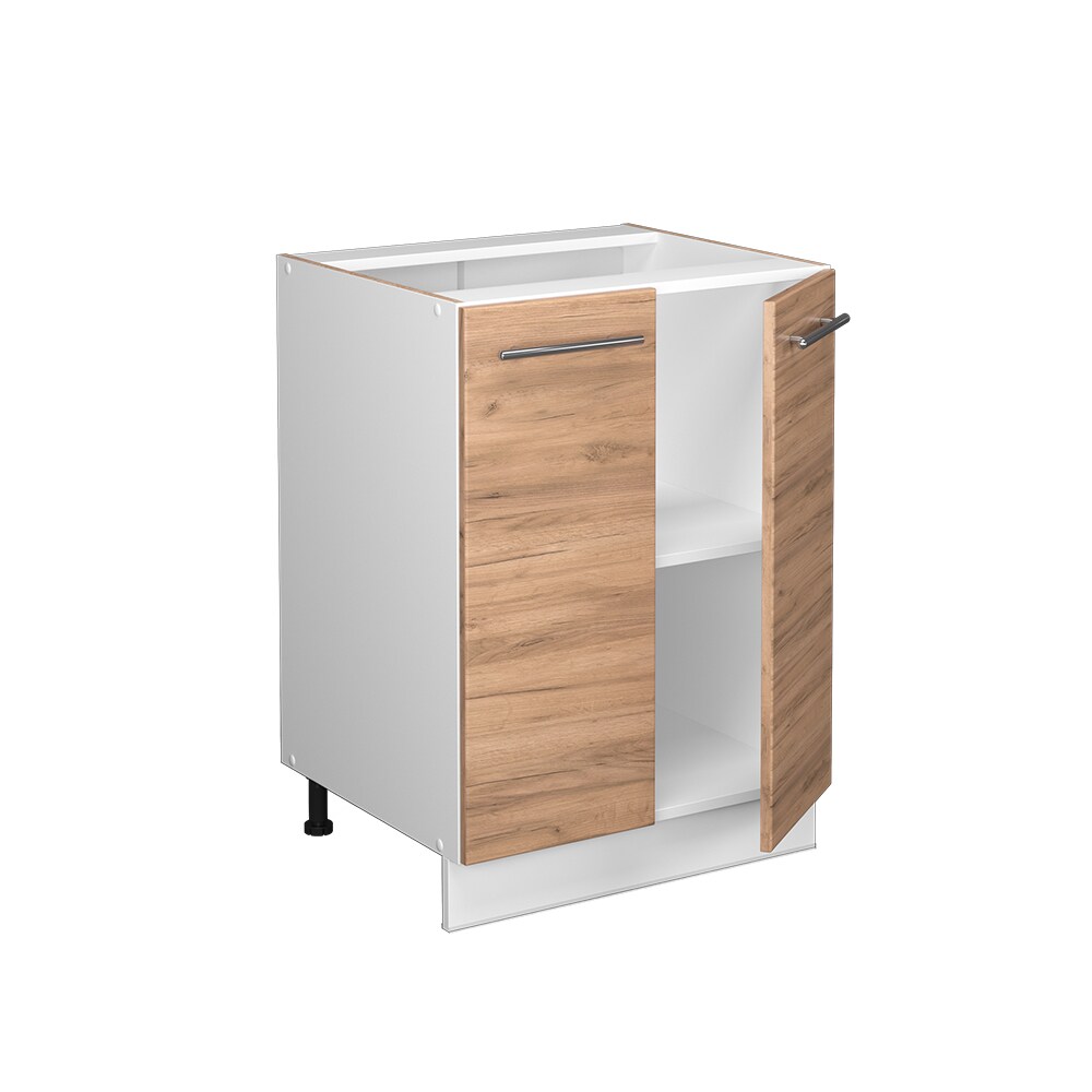 Vicco Unterschrank Küchenschrank Küchenmöbel Fame-Line Weiß Eiche modern 60 cm Küche Einbauküche Drehtür Einlegeboden Blende Küchenzeile