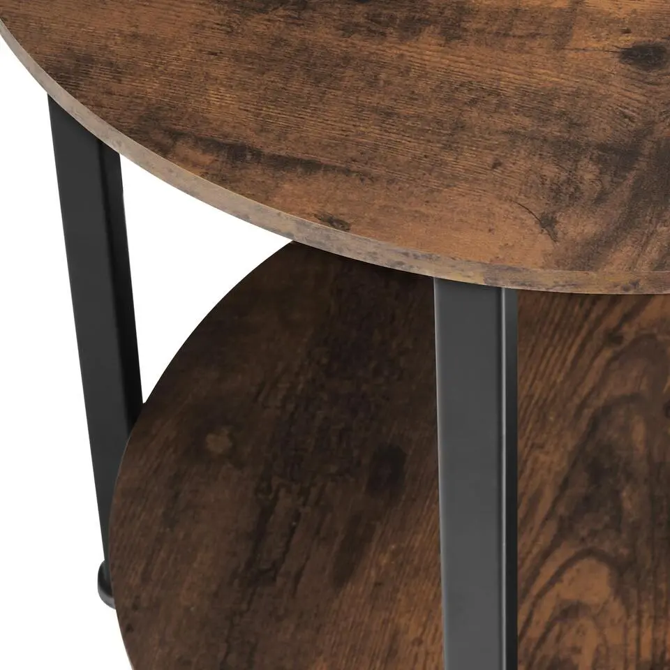 tectake Bijzettafel Ballina 45x64cm, Industrieel Hout Donker, Rustiek