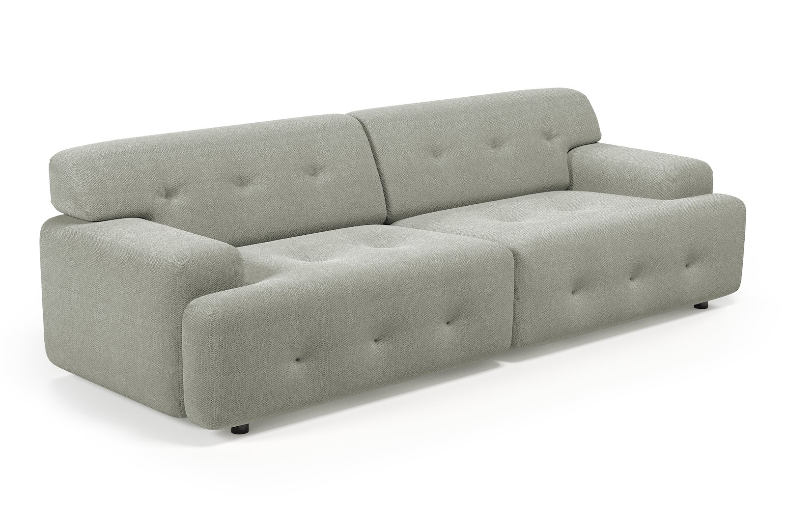 Bob 3-seter Tekstil Mito 180 Light Grey med sorte ben.