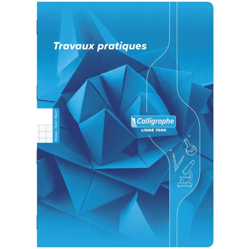 Cahier Travaux Pratiques piqué 7000 A4 64 pages grands carreaux 70 g + uni 90 g - Assortis