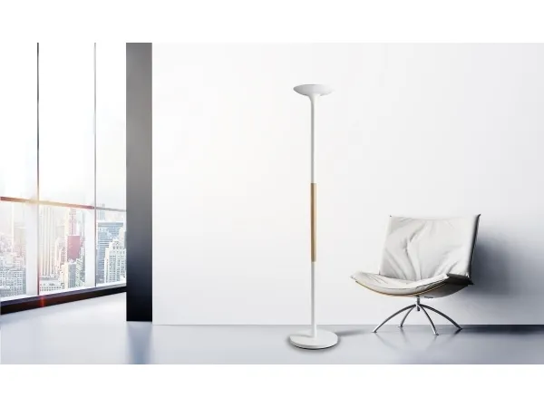 Unilux Pryska LED Uplight gulvlampe – hvid/træ