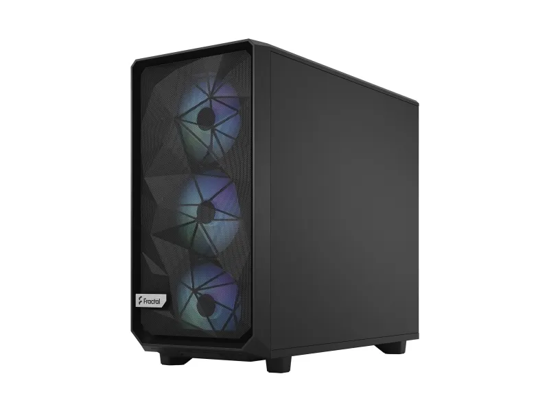 Fractal Design Meshify 2 Lite - Tower - udvidet ATX - sidepanel med vindue (hærdet glas) - ingen strømforsyning (ATX) - RGB-sort TG-lystone - USB/Lyd