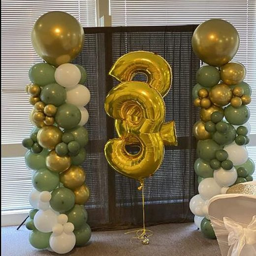 (152-tlg. Set) Party Deko Ballons Latex Luftballons - Grün / Gold / Weiss / Nude