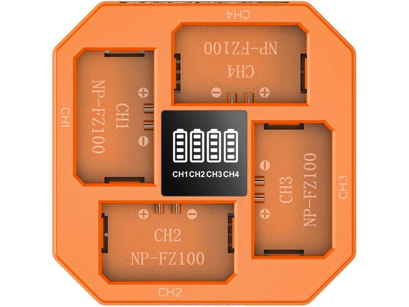 Smallrig Ladegerät NP-FZ100 Battery Charger 4-Kanal-Kamera-Akku-Ladegerät