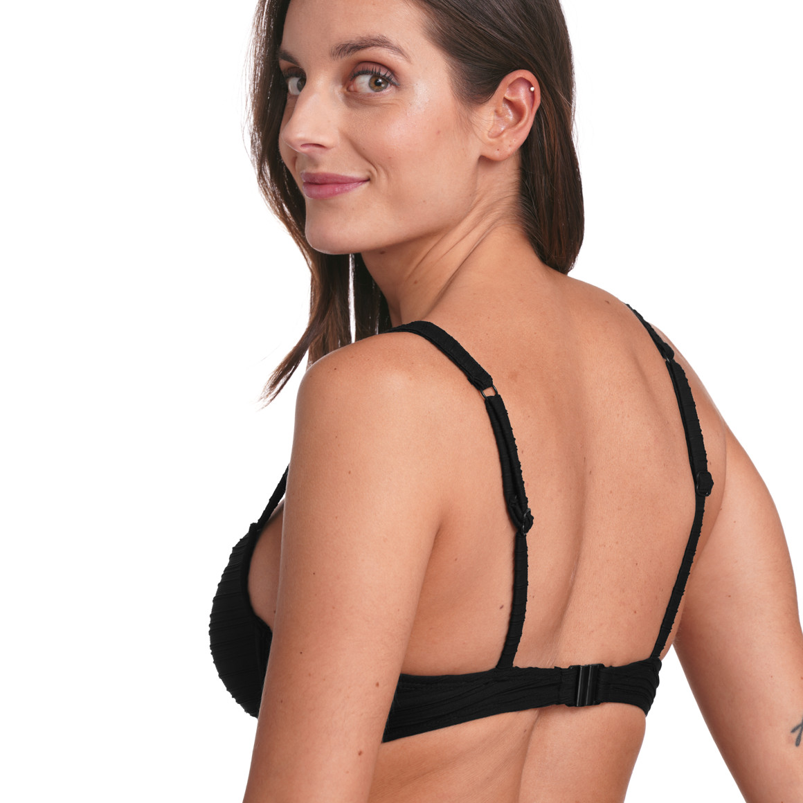Gina Benotti Damen Bikinioberteil mit Streifenstruktur schwarz