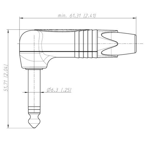 Neutrik NP2RX haakse 6.3 mm jack plug mono