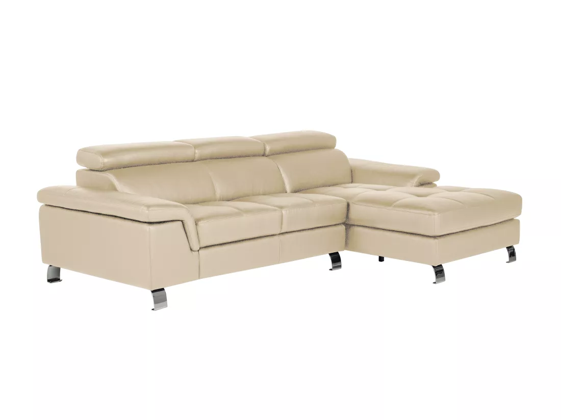 Canapé d'angle cuir MISHIMA - Taupe - Angle droit