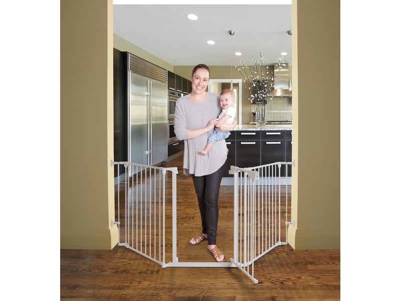 DREAMBABY Absperrgitter Newport Weiss 85.5 cm - 200 cm Barriere/Schutzgitter zum Anschrauben