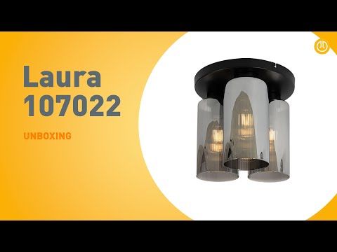 Art Deco plafondlamp zwart met smoke glas 3-lichts - Laura