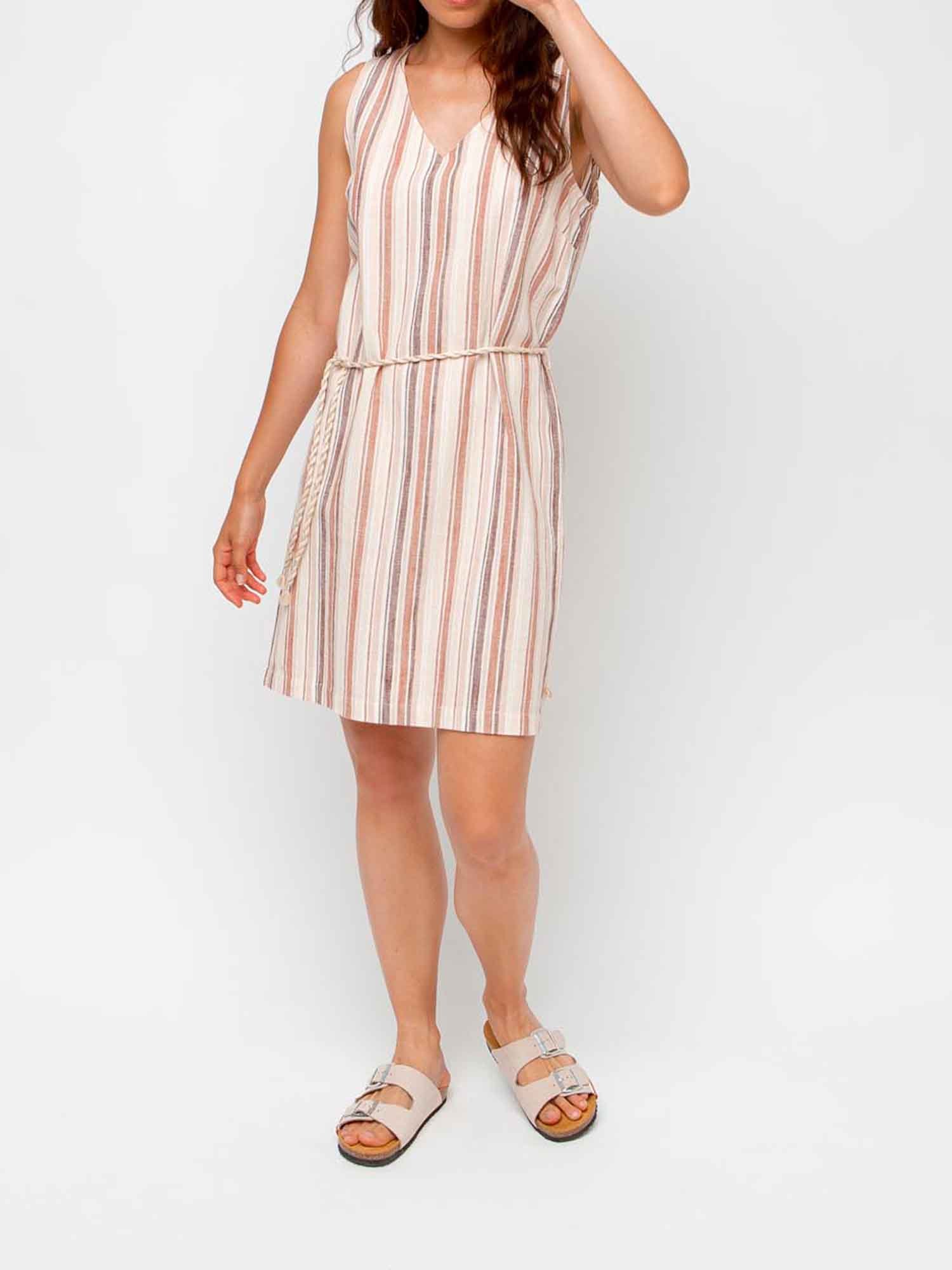 Robe Femme Rayures Verticales Marron