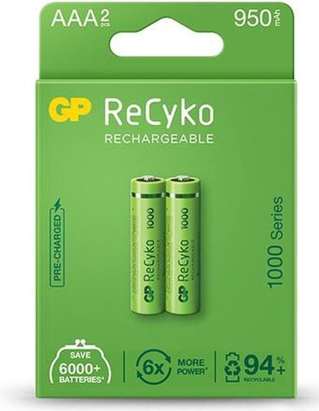 GP 950 ReCyko Oplaadbare AAA / HR03 Ni-Mh Batterij (2 Stuks) - 2 Stucks