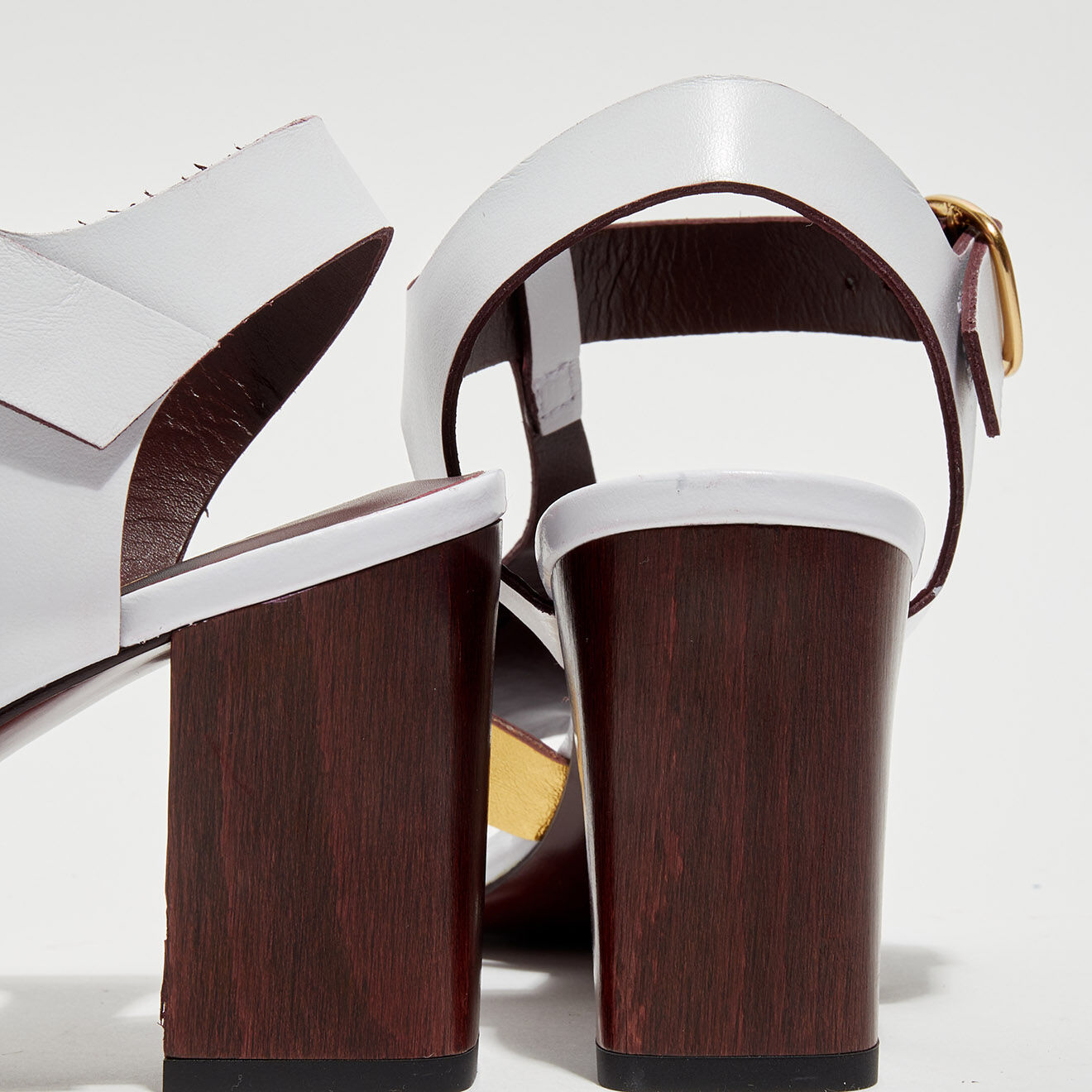 Avril Gau Sandales en Cuir Osa blanc/doré - Talon 8 cm