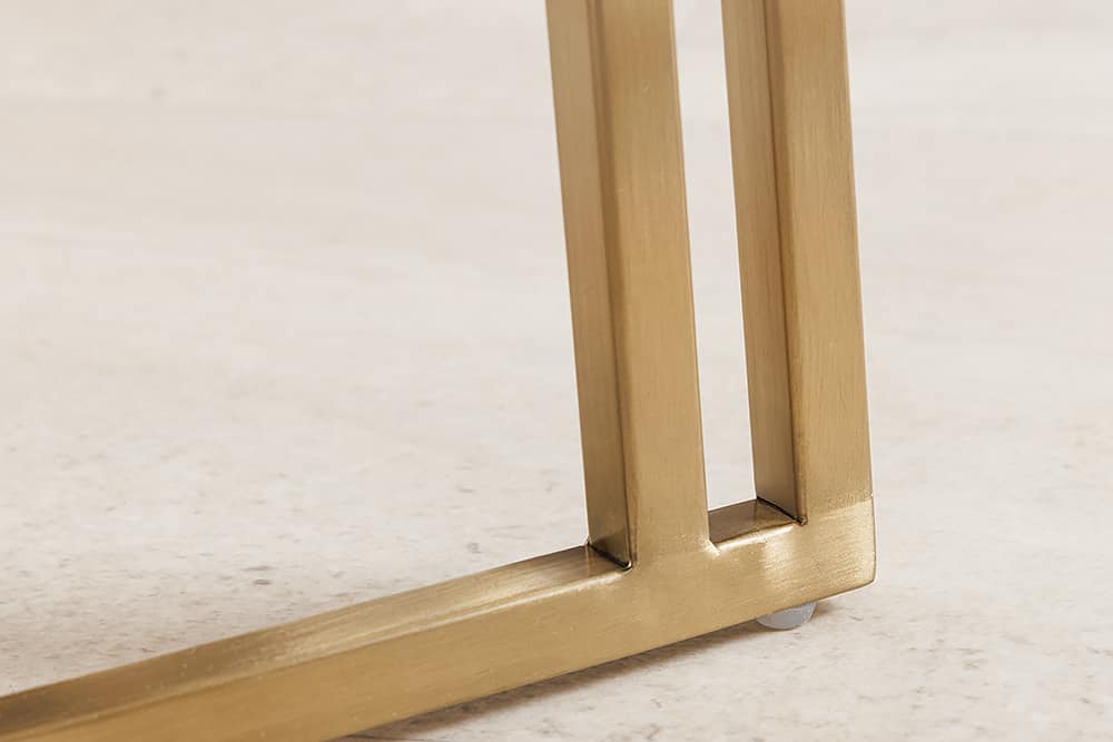 Armlehnen Stuhl EXTRAVAGANCIA beige Cord Metall brushed champagner gold