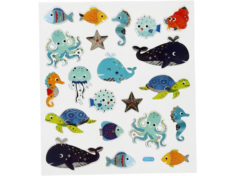 Creativ Company Motivsticker Meerestiere 1 Blatt, Mehrfarbi Sticker
