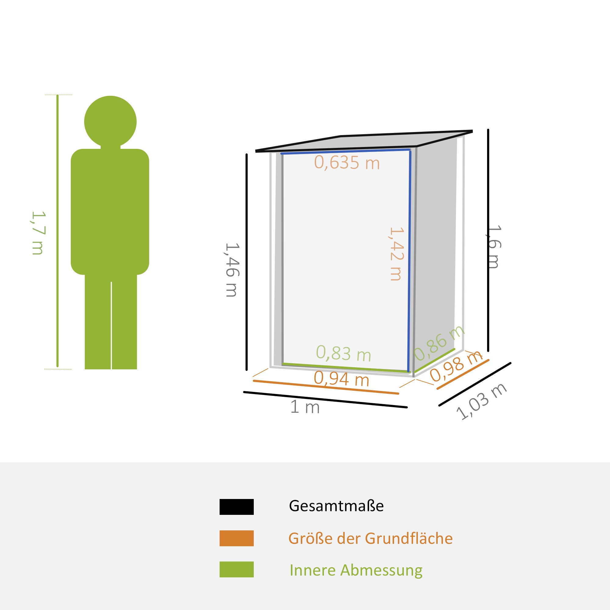 Outsunny Gerätehaus mit Pultdach grau 100B x 103T x 160H cm