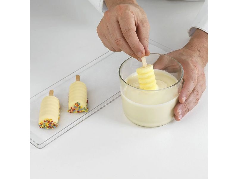 Silikomart Glaceform Silikonform für Eis – Mini Tango Weiss 1 Form - 4 Mulden samt Holzstäbchen und Rezept
