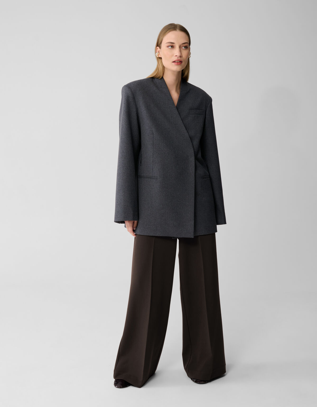 Oversized Wrap Blazer Donkergrijs By Lonneke