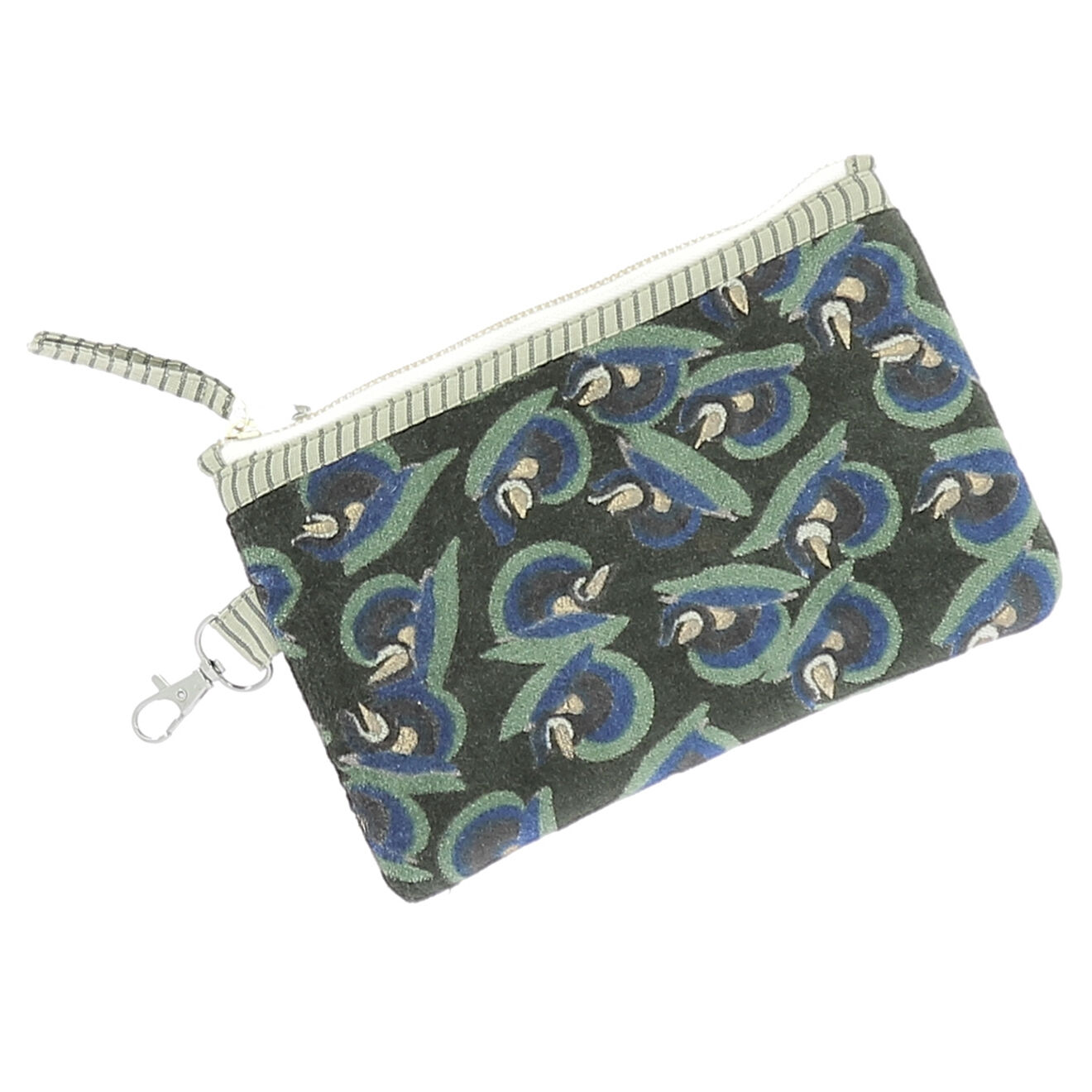 En Fil d'Indienne Trousse Plate Art Déco olive - 13x20 cm