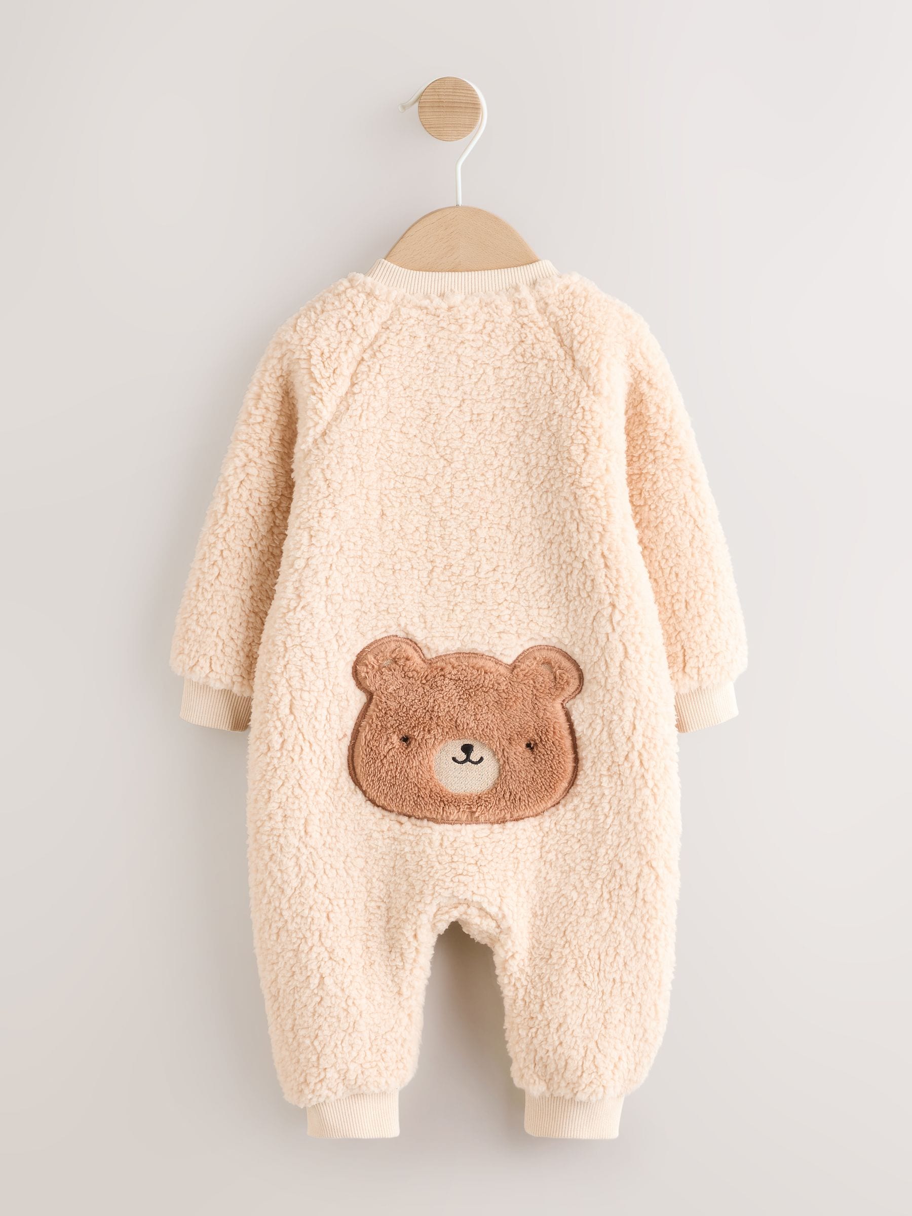 Neutraal met beren - Baby Heavy Fleece Sleepsuit