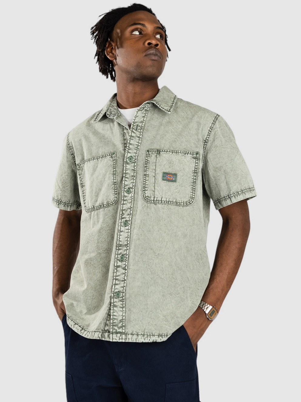 Dickies Newington Shirt dble dye/acid wash forest