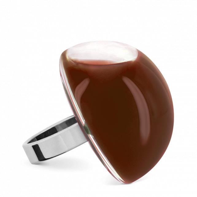 Bague en verre soufflé - Dome Giga Milk