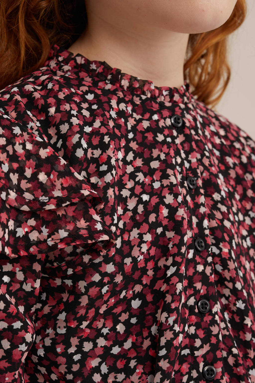 jurk met all over print zwart/rood