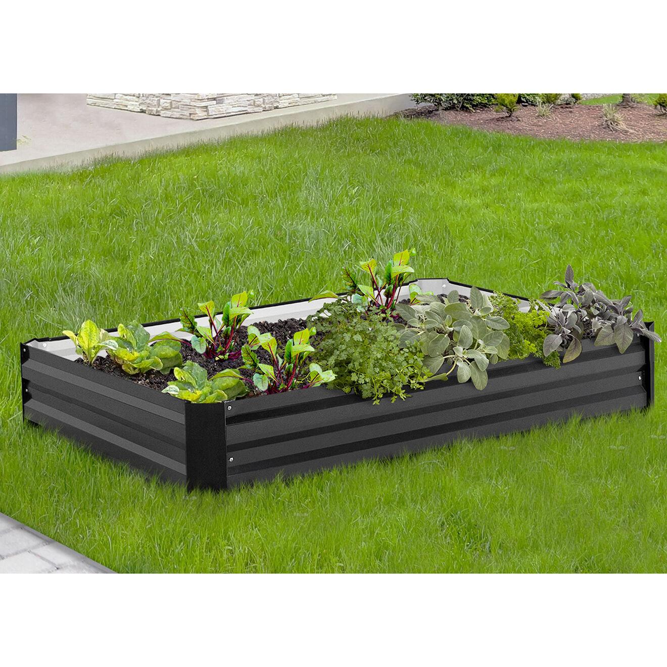 JARDIKT Carré de potager en métal  gris anthracite - 115x80x20 cm