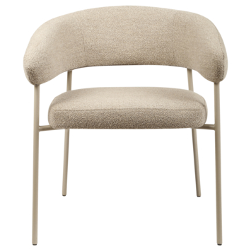 KARWEI eetkamerstoel Coco beige bouclé stof met armleuning