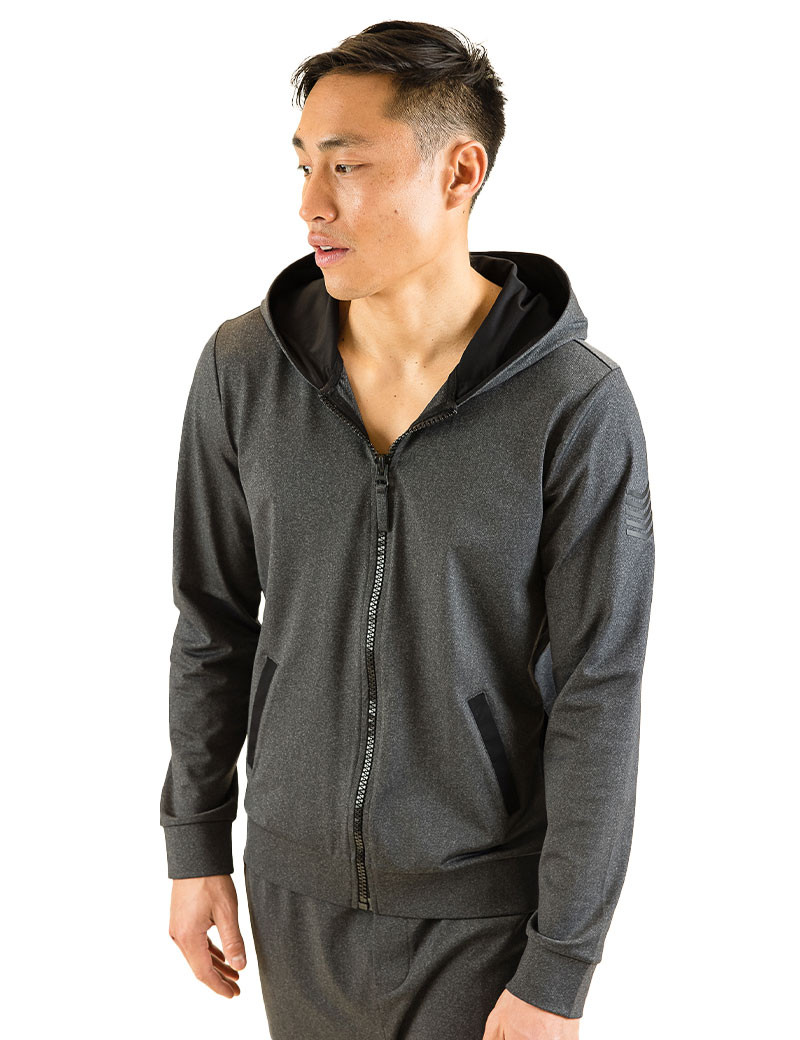 HBT URBAN | KEATON-HOOD BLOUSON HOMME GRIS CHINÉ/NOIR
