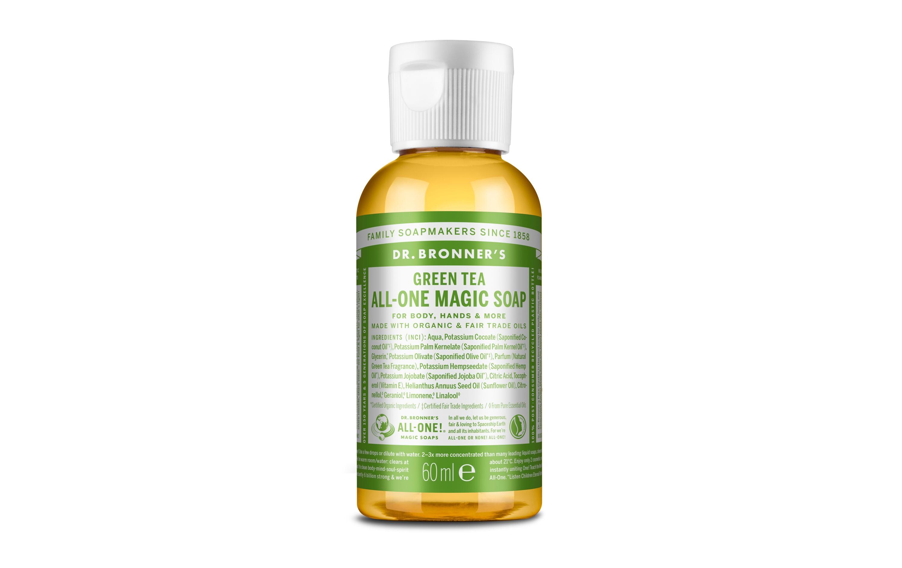 Flüssigseife 18 in 1 Green Tea 60 mlReine Naturseife mit dem belebenden Duft von Grüntee