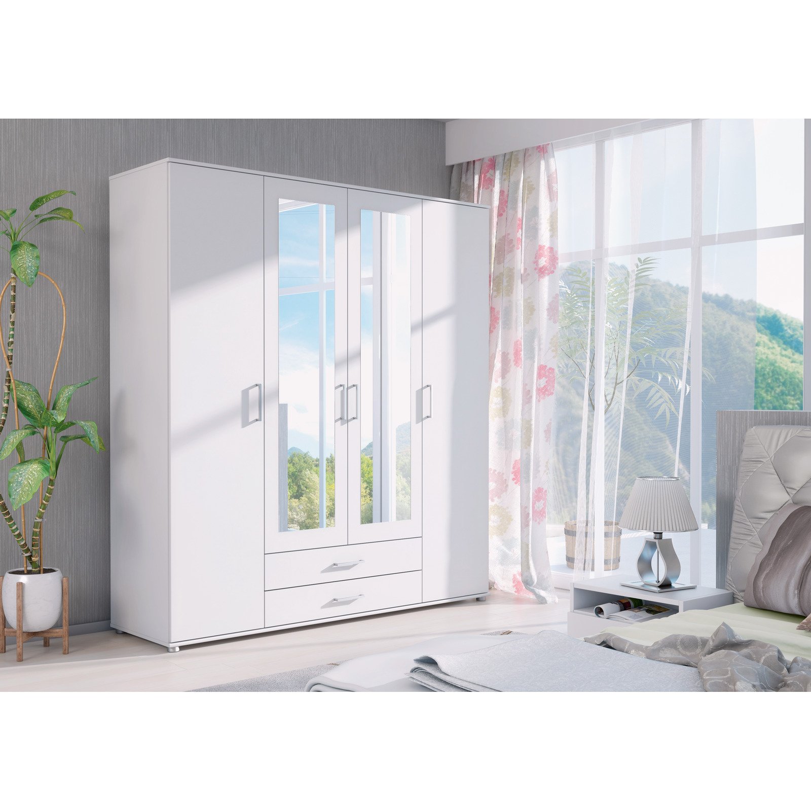 Schrank Bianca II, 4-türig, 182 x 201 cm weiss
