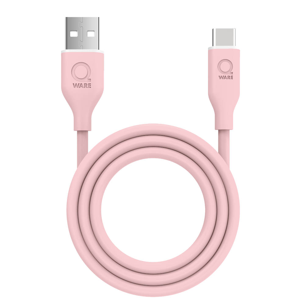 Qware USB-A naar USB-C kabel - roze