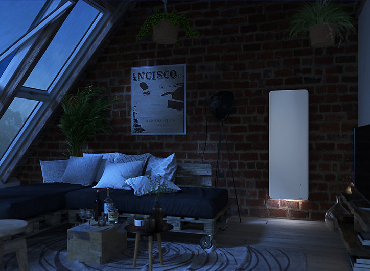 Radiateur électrique double coeur de chauffe lumineux Sauter Hekla blanc 1500W vertical