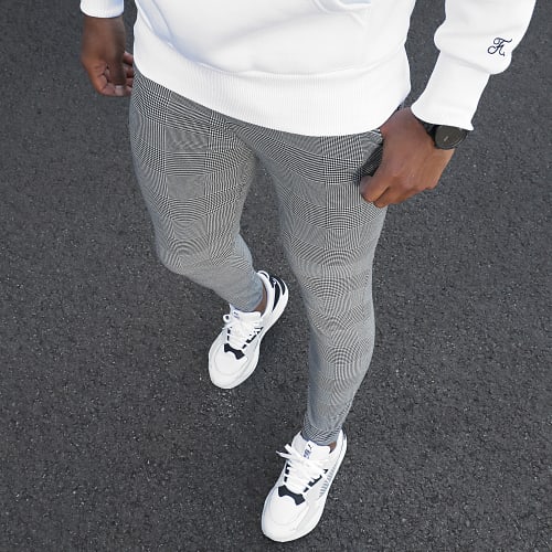 Pantalon Carreaux 1624 Blanc Noir