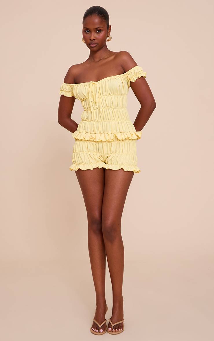 Citron Combinaison-short Bardot Froncée Extrême
