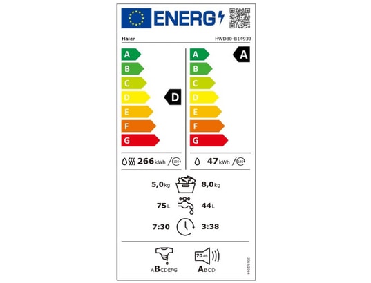 HAIER - Lave linge sechant Frontal HWD80-B14939-FR