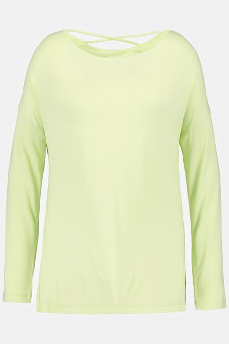 Shirt, Wasserfallausschnitt, Rücken-Zierbänder, Langarm