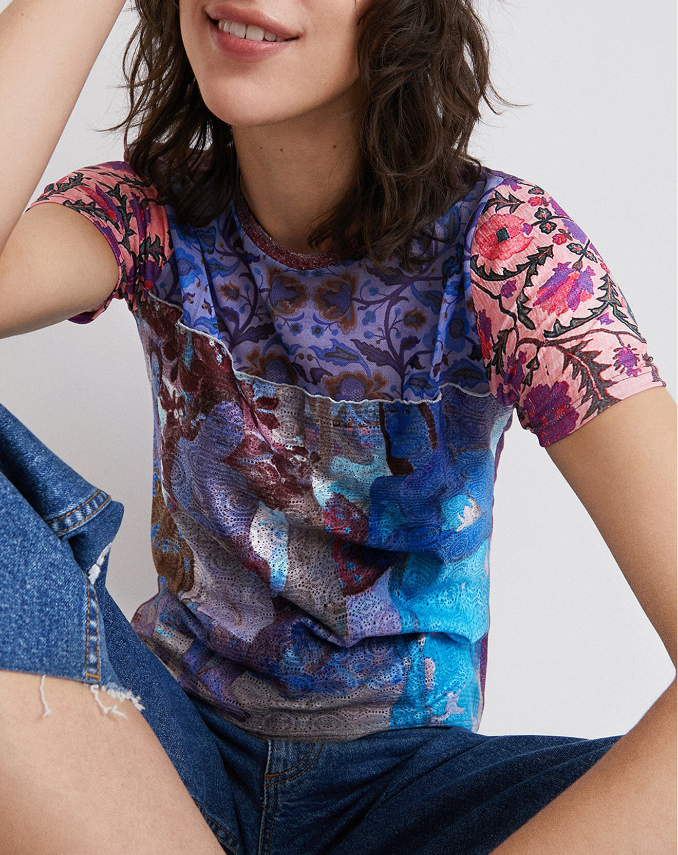Desigual Top Brune multicolore