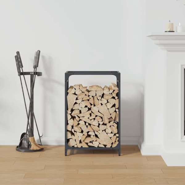 vidaXL Vedstativ antrasitt 44x28x65 cm kaldvalset stål
