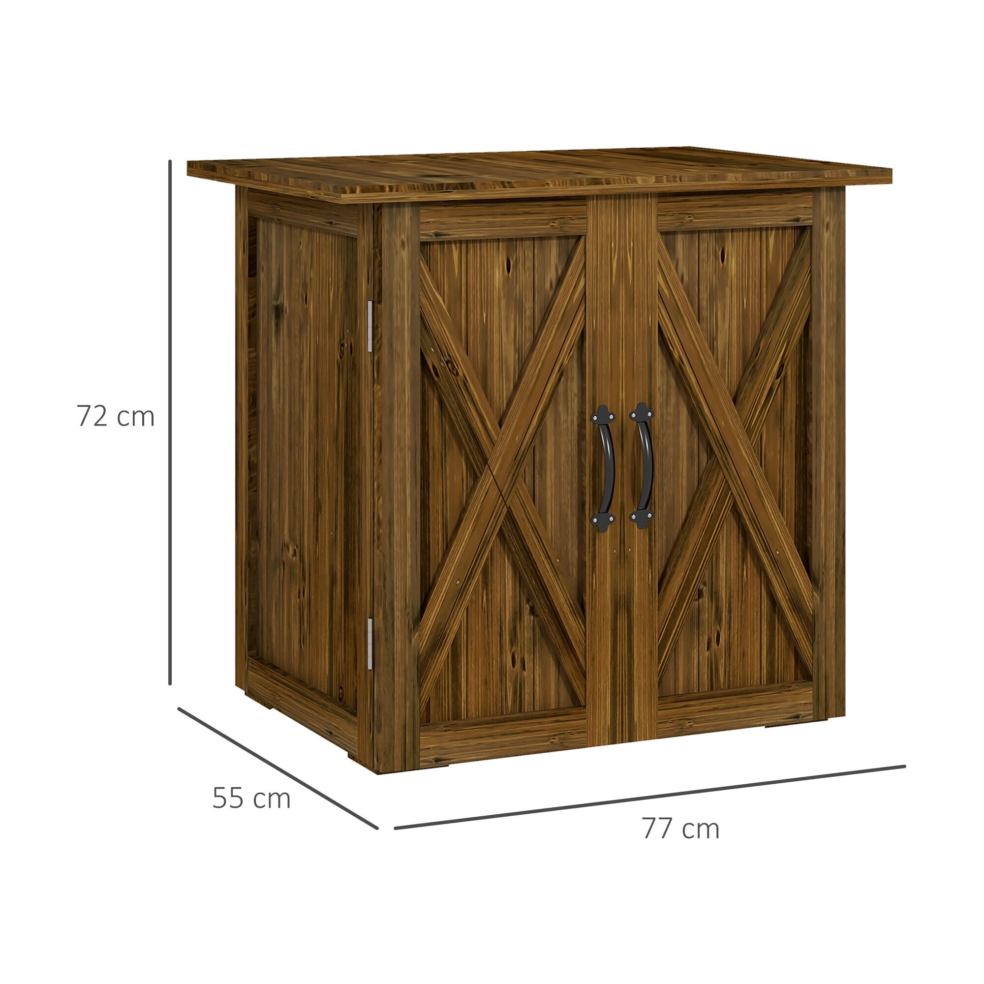 Outsunny Gartenschrank mit Doppeltür braun 77L x 55B x 72H cm