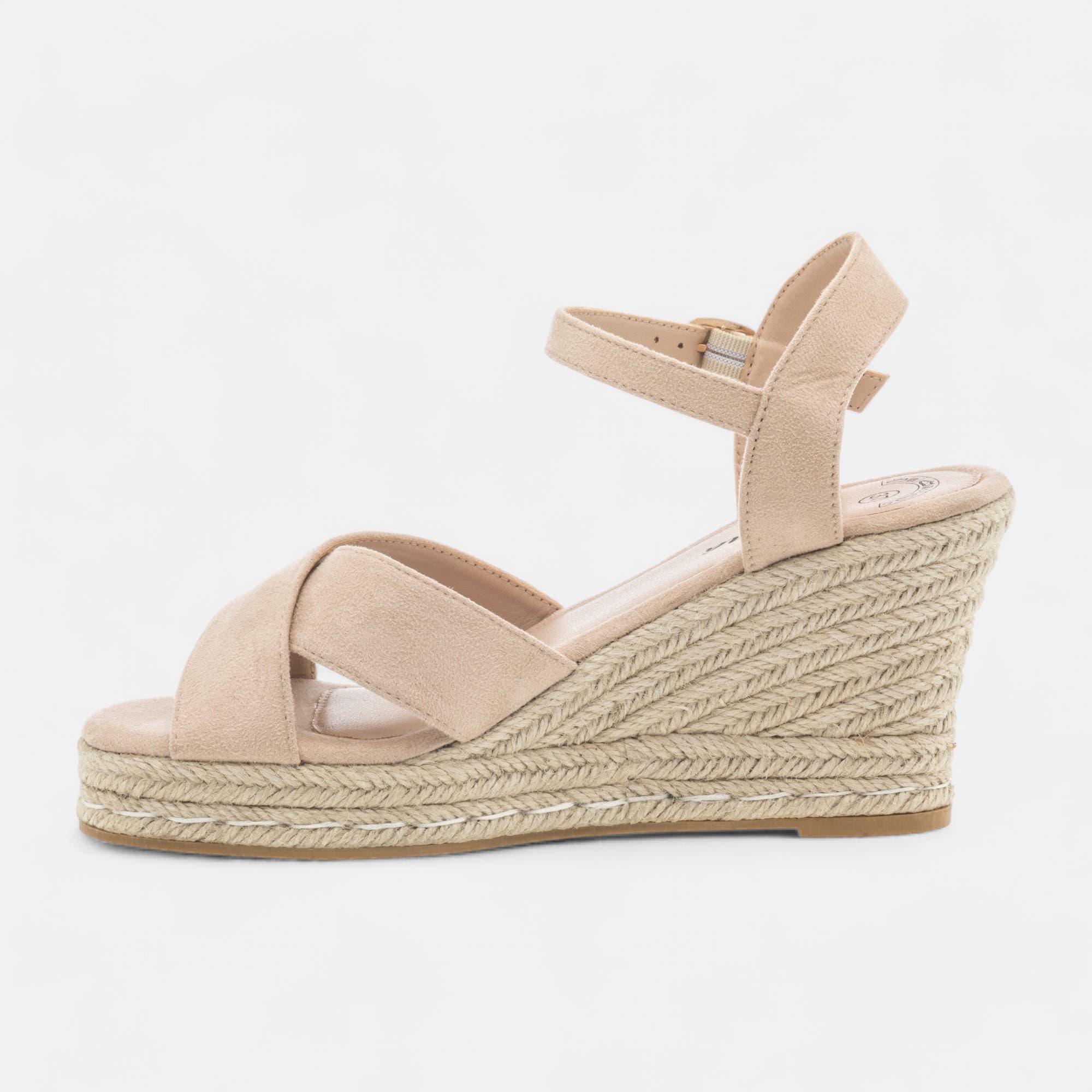 Espadrilles à talon compensé Femme beige