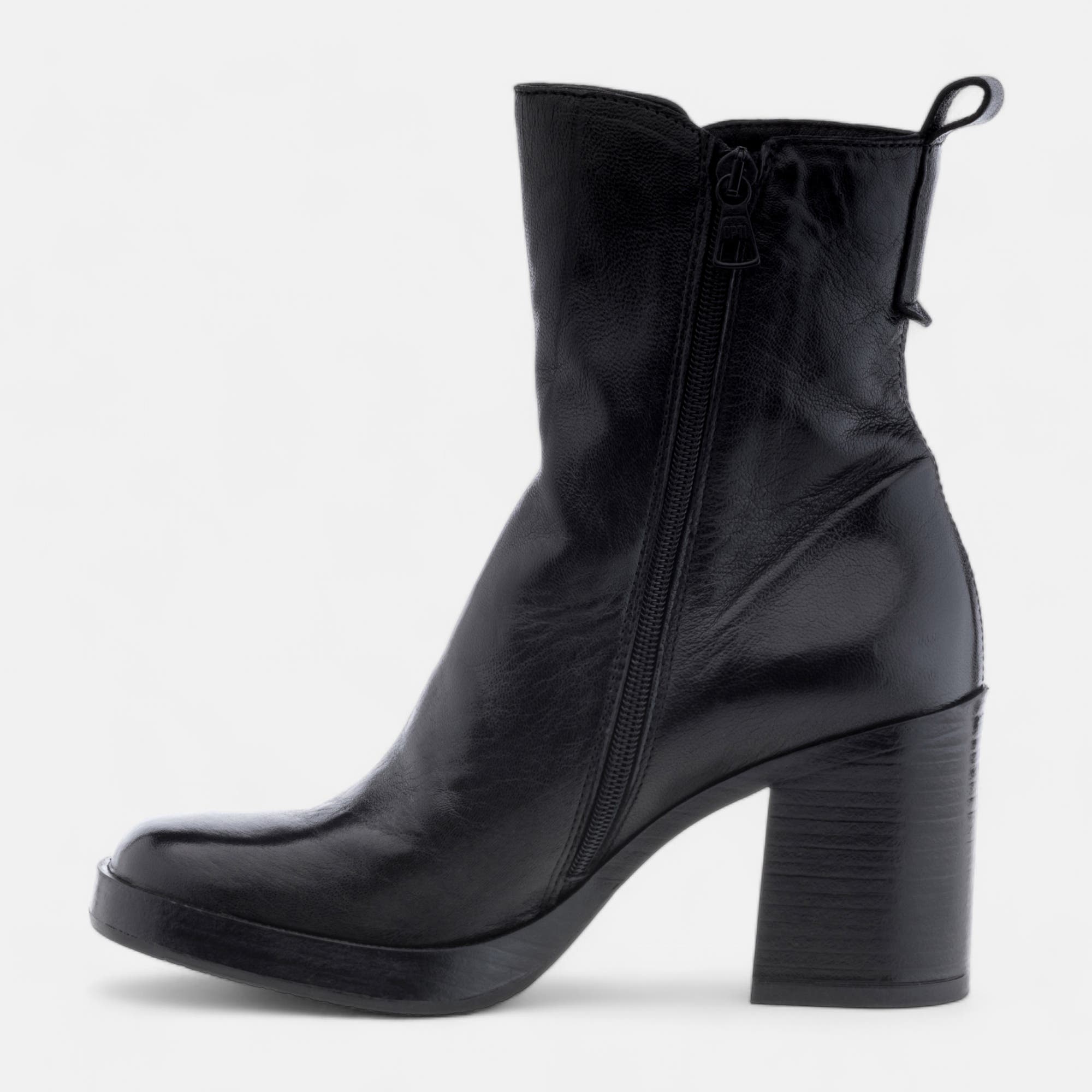 Bottines à talon Femme en cuir noir