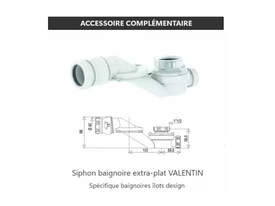 Baignoire îlot design ovale LISBON noir mat 170 cm