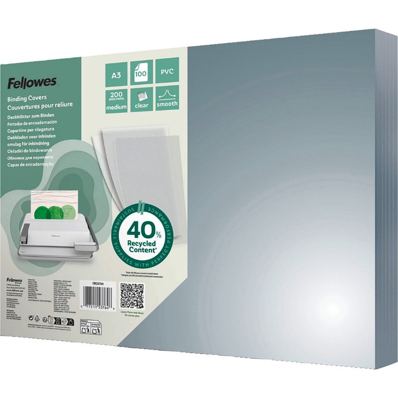 Couverture de reliure PVC 20/100 transparente incolore A3 - Paquet de 100