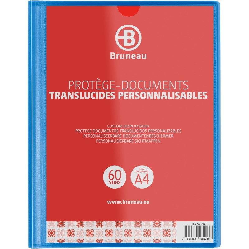 Protège-documents Bruneau polypropylène translucide personnalisable A4 30 pochettes - 60 vues