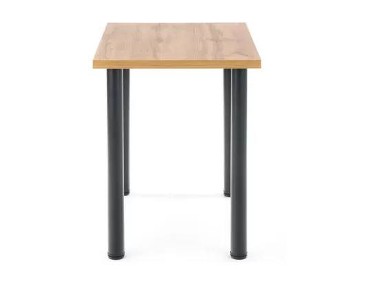 Table de cuisine 90x60 cm avec plateau aspect chêne wotan et pieds noirs en métal RIGEL2
