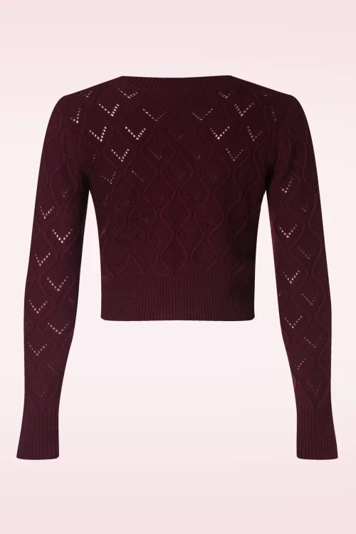 Vixen Flower button cardigan in bordeaux