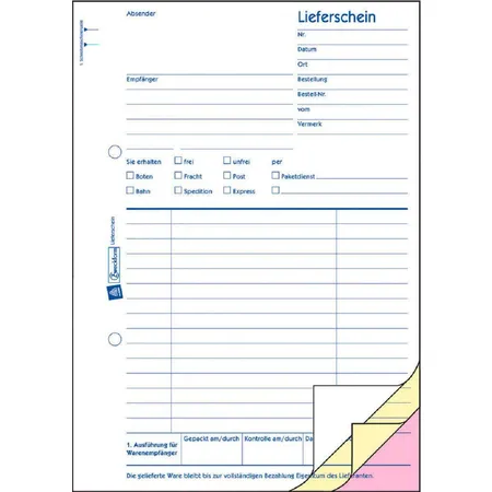 Avery Zweckform 721 Lieferscheine mit Empfangsschein, A5, mit Blaupapier, 3x50 Blatt