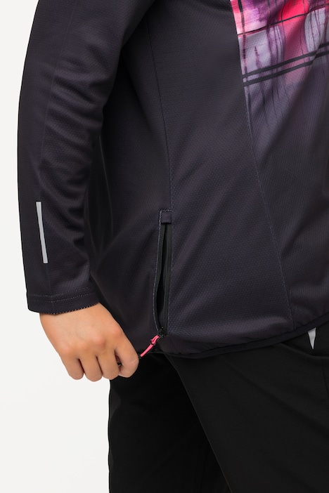 Radfahr-Trikot, Slim, Stehkragen, Langarm, Tasche